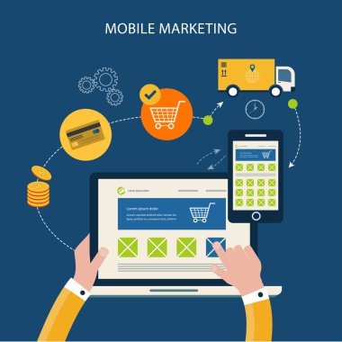 Mobil pazarlama ve çevrimiçi alışveriş için simgeler
