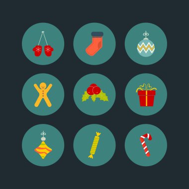 Noel simge kümesi dokuz düz stil