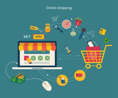 Mobil pazarlama ve çevrimiçi alışveriş için simgeler