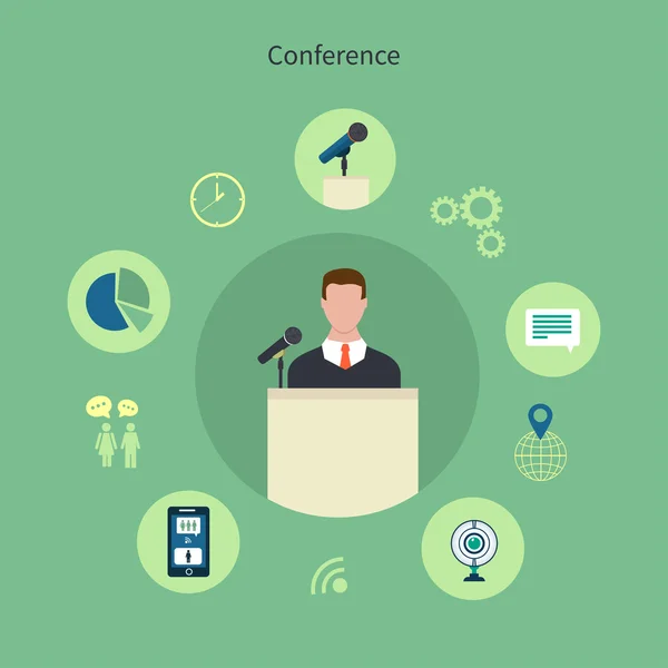 Icons set of meeting conference infographic design elements — Stock Vector