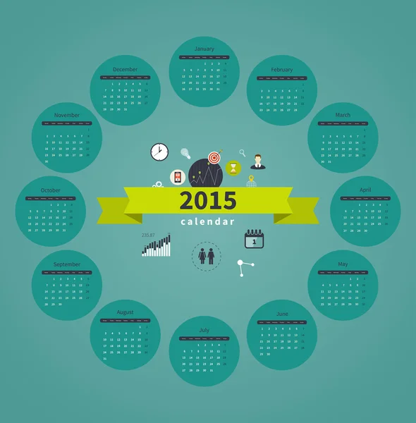 Takvim 2015 ile ay için kağıt sayfası — Stok Vektör