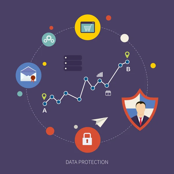 Social network security and data protection — Stock Vector