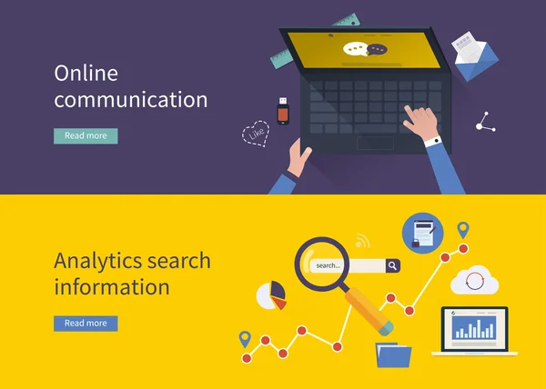 Recherche analytique et communication en ligne — Image vectorielle