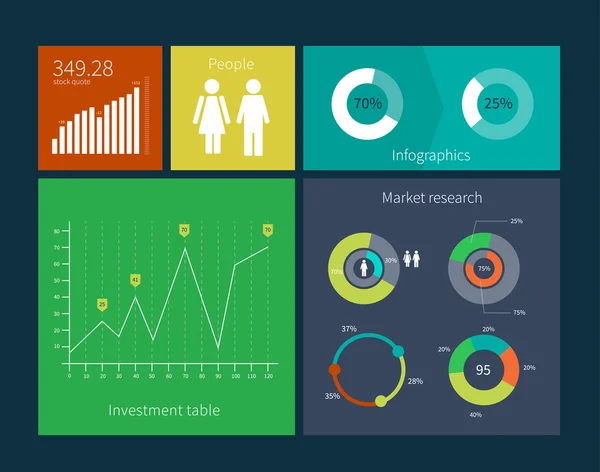 Modelo de interface de design plano — Vetor de Stock