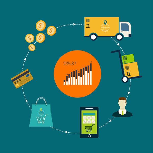 Иконки электронной коммерции и элементы интернет-покупок
