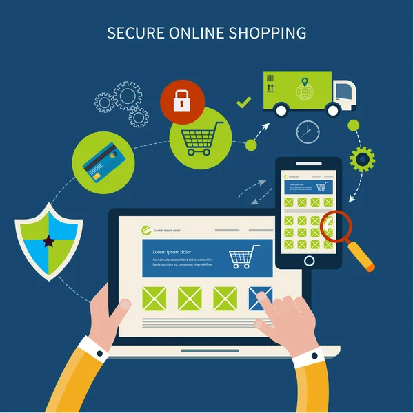Zabezpečení online nakupování — Stockový vektor