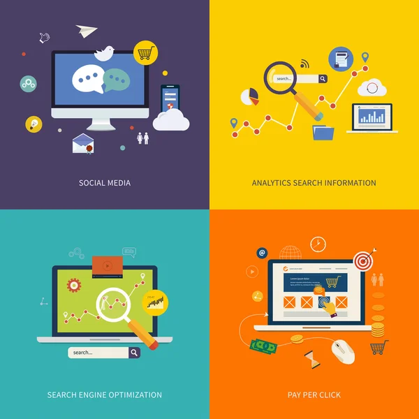 Iconos de publicidad en Internet — Vector de stock