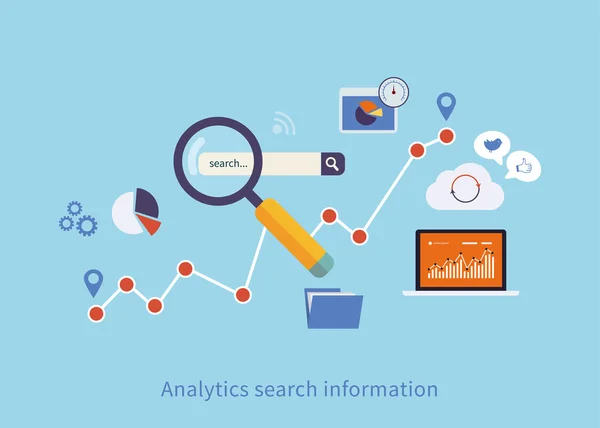 Icônes ensemble d'informations de recherche analytique — Image vectorielle