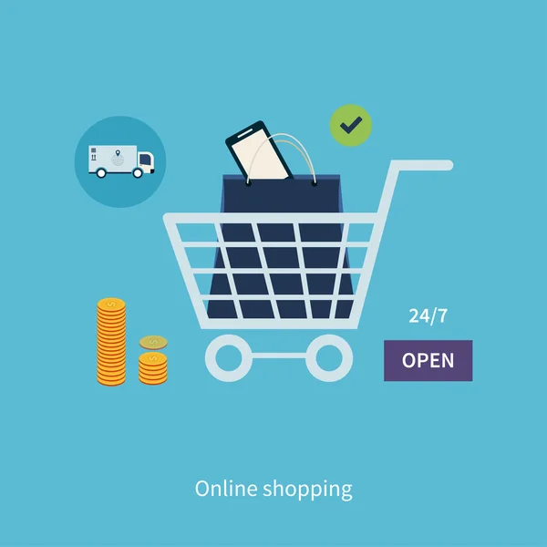 Compras online e marketing —  Vetores de Stock