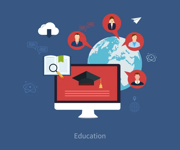 Enseignement à distance et e-learning — Image vectorielle