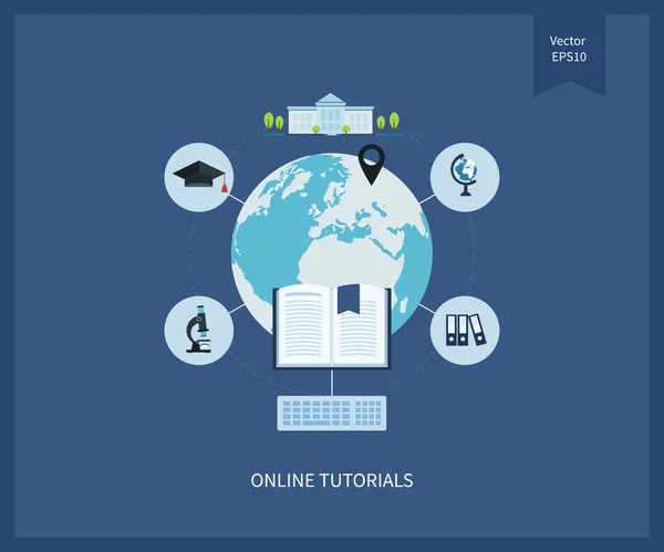 Онлайн-образование и курсы — стоковый вектор