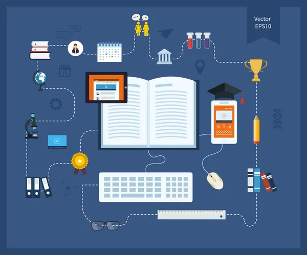 Enseignement à distance et e-learning — Image vectorielle