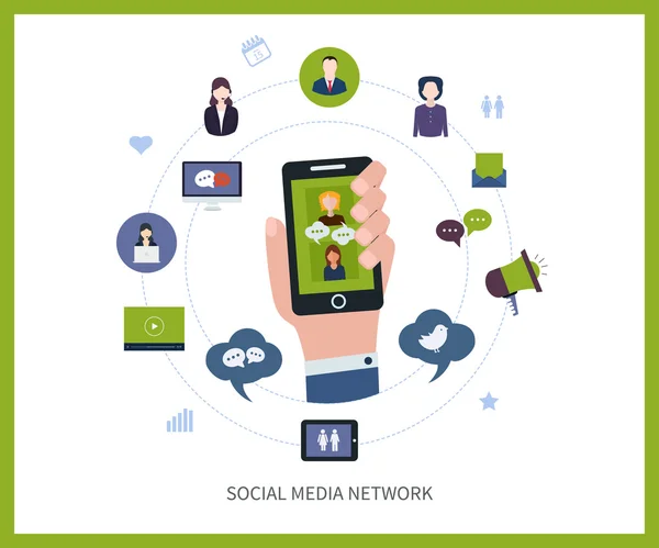 Komunikacji i mediów społecznych. — Wektor stockowy