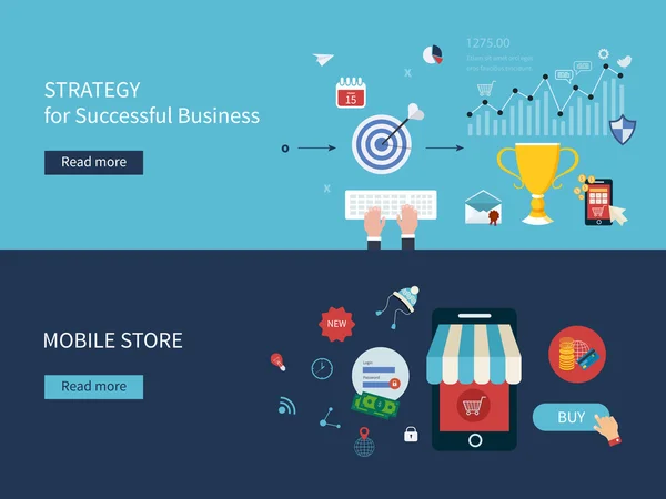 Strategi för framgångsrik verksamhet, online shopping — Stock vektor