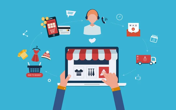 Mobiles Marketing und Online-Shop — Stockvektor