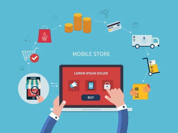 E-ticaret ve online alışveriş simgeleri Vektör Grafikler