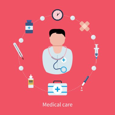 Hemşire ve tıbbi araçlar simgeler