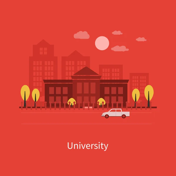 Conjunto de iconos del paisaje urbano y la educación — Vector de stock