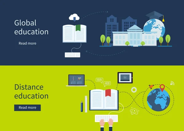 Educación a distancia y aprendizaje electrónico — Vector de stock