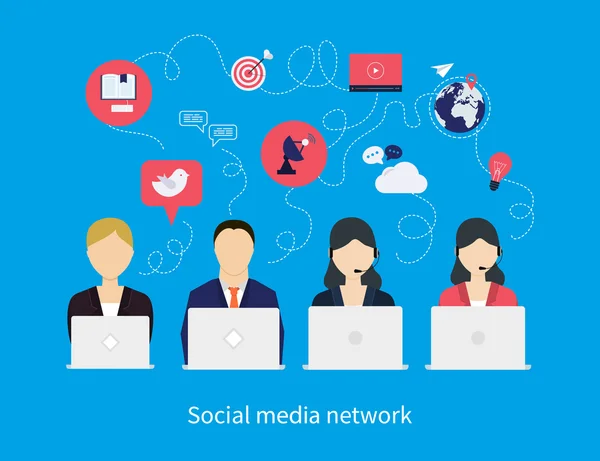 Concepto de red de redes sociales — Vector de stock