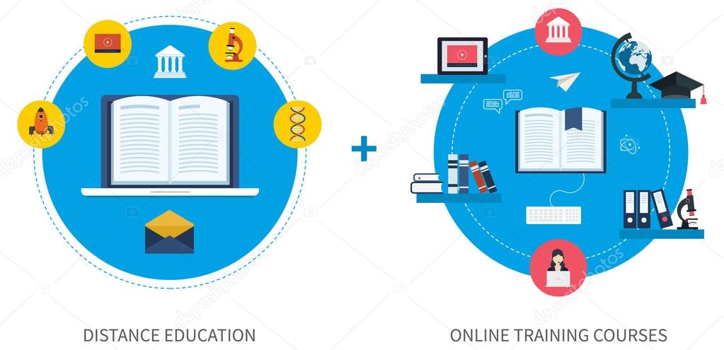 Icons set of online education