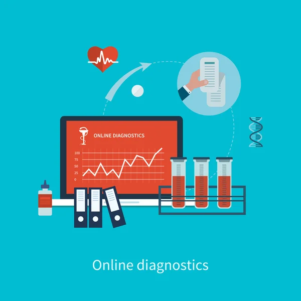 Concepto de atención médica y diagnóstico en línea — Vector de stock