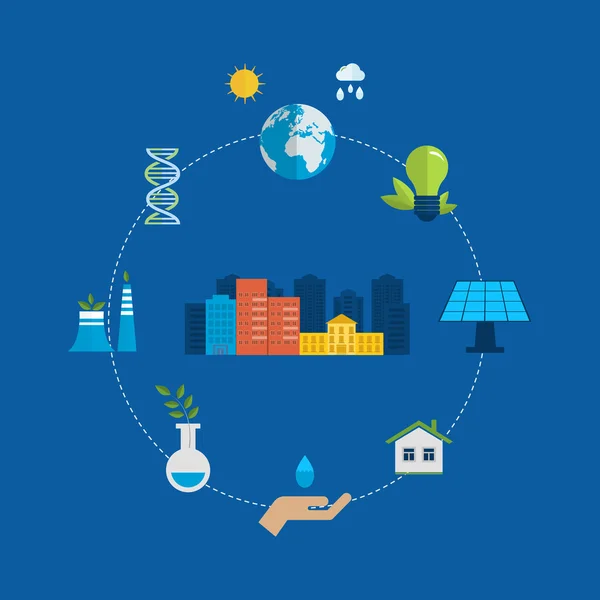 Icônes de l'environnement et de l'énergie écologique — Image vectorielle