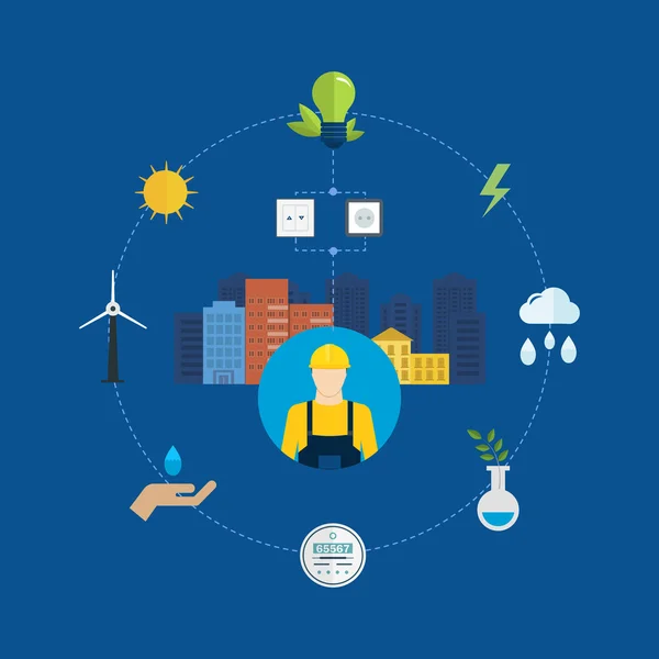 Energía limpia, concepto de ecología — Vector de stock