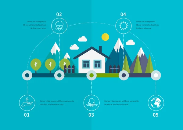 Eco life, green building concept — Stock Vector