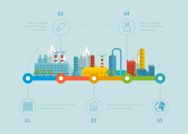 Iconos de edificios industriales de fábrica — Vector de stock