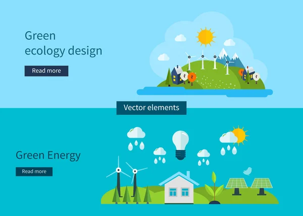 Ecologia, meio ambiente, ícones de energia verde — Vetor de Stock