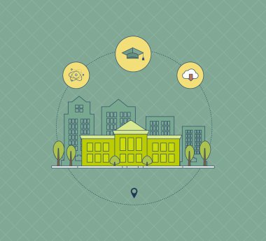 School and university building icon clipart