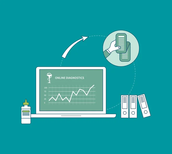 Concepto de atención médica y diagnóstico en línea — Vector de stock