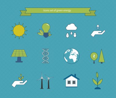 yeşil enerji simgeleri ayarlandı