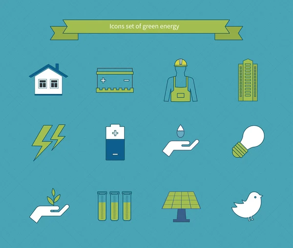 Green energy icons — Stock Vector