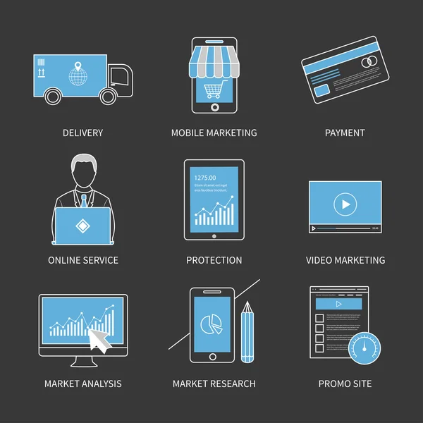 Icônes marketing mobile — Image vectorielle