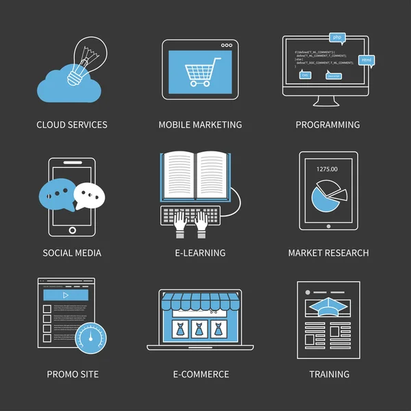 Symbole des mobilen Marketings — Stockvektor