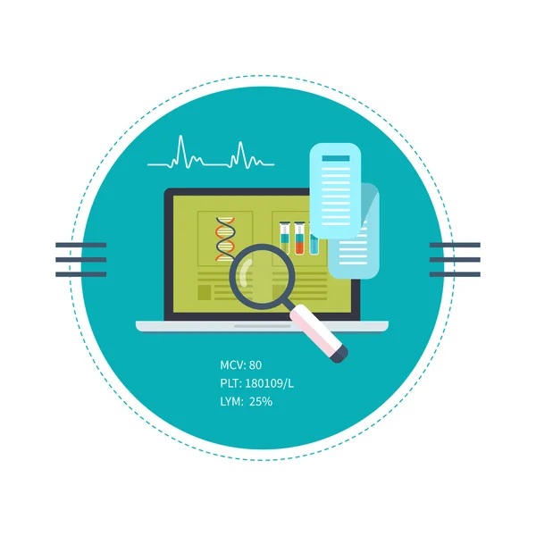 Atención sanitaria y diagnóstico en línea . — Vector de stock