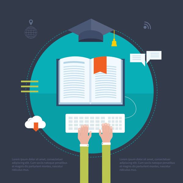 Icons set of online education