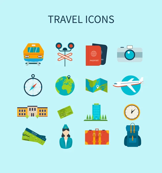 Conjunto de iconos de viaje — Vector de stock