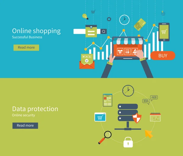 Internetbeveiliging en online winkelen — Stockvector