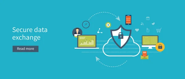 Gegevensbescherming en veilige gegevensuitwisseling — Stockvector