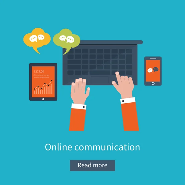 Online kommunikáció és társadalmi média — Stock Vector