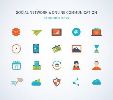 sosyal ağ ve online iletişim simgeleri