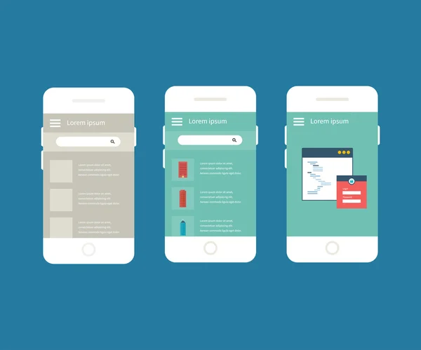 Steps for creating mobile applications — 스톡 벡터