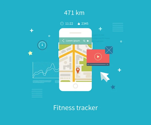 Fitness app concept op touchscreen — Stockvector