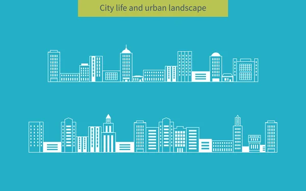 Ensemble de paysage urbain et vie urbaine — Image vectorielle