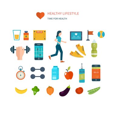 icons of healthy lifestyle, fitness