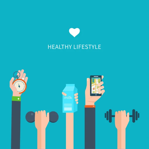 Estilo de vida saludable, fitness y actividad física — Vector de stock