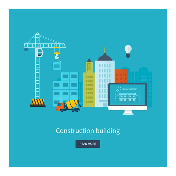 Icons of building construction, city life — ストックベクタ